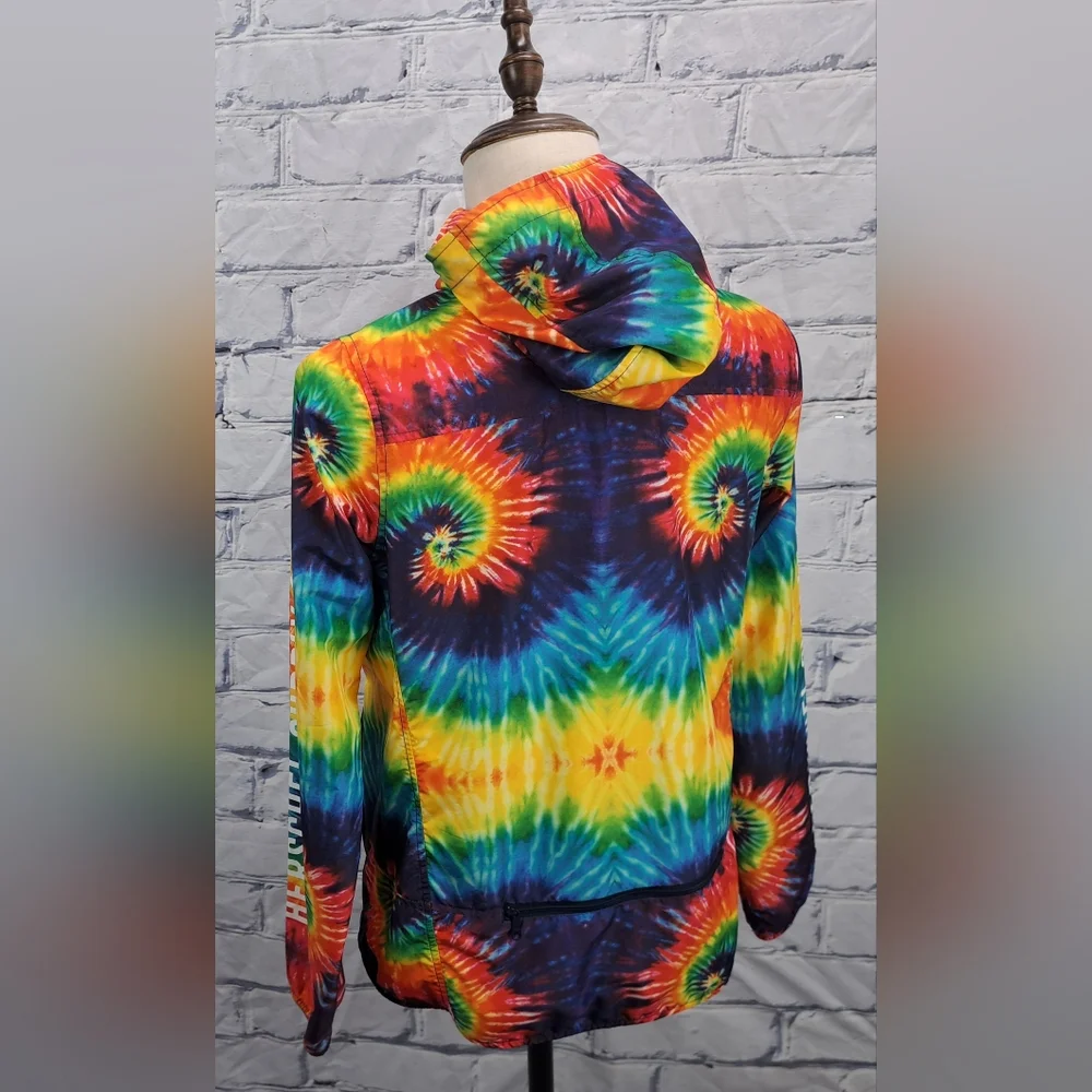 Herschel Supply Co. Mens Windbreaker Jacket Full Zip Tie Dye Hoodie Hood Small - Picture 8 of 13